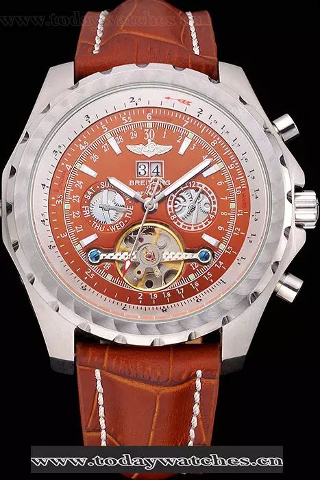 breitling for bentley mulliner tourbillon mens brown leather strap watch|Breitling watches for Bentley.